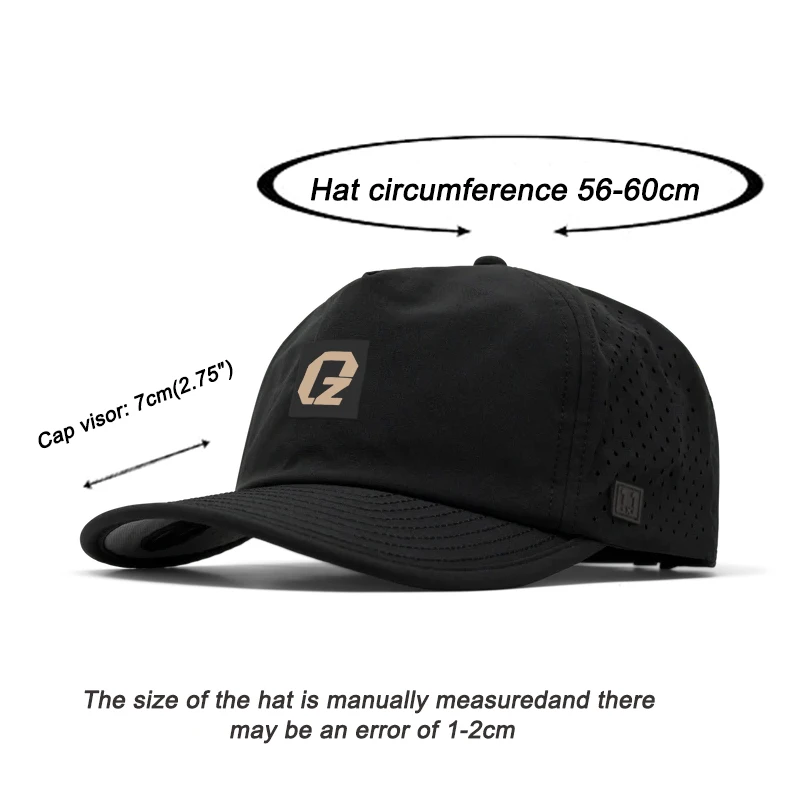 Qianzun Waterproof Perforated 5 Panel Golf Hats Unstructured Personalized Caps Melin Hydro Hat With Rubber Patch
