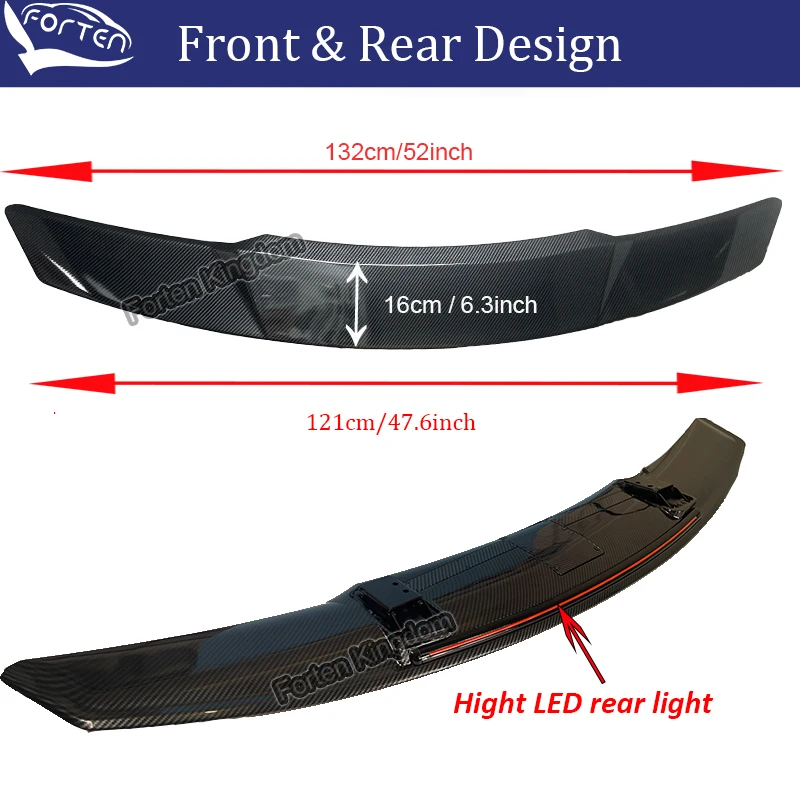 Auto Exterior Glossy Carbon Fiber Electric Automatically Universal Rear Trunk Tail Boot Lid Civic Spoiler Wing For All Sedan Car