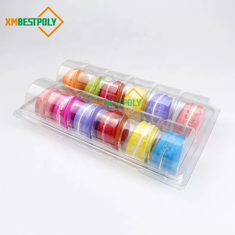 12 Packs Macaron Clear Plastic Blister Container Macaron Cookie Clamshell Display Tray