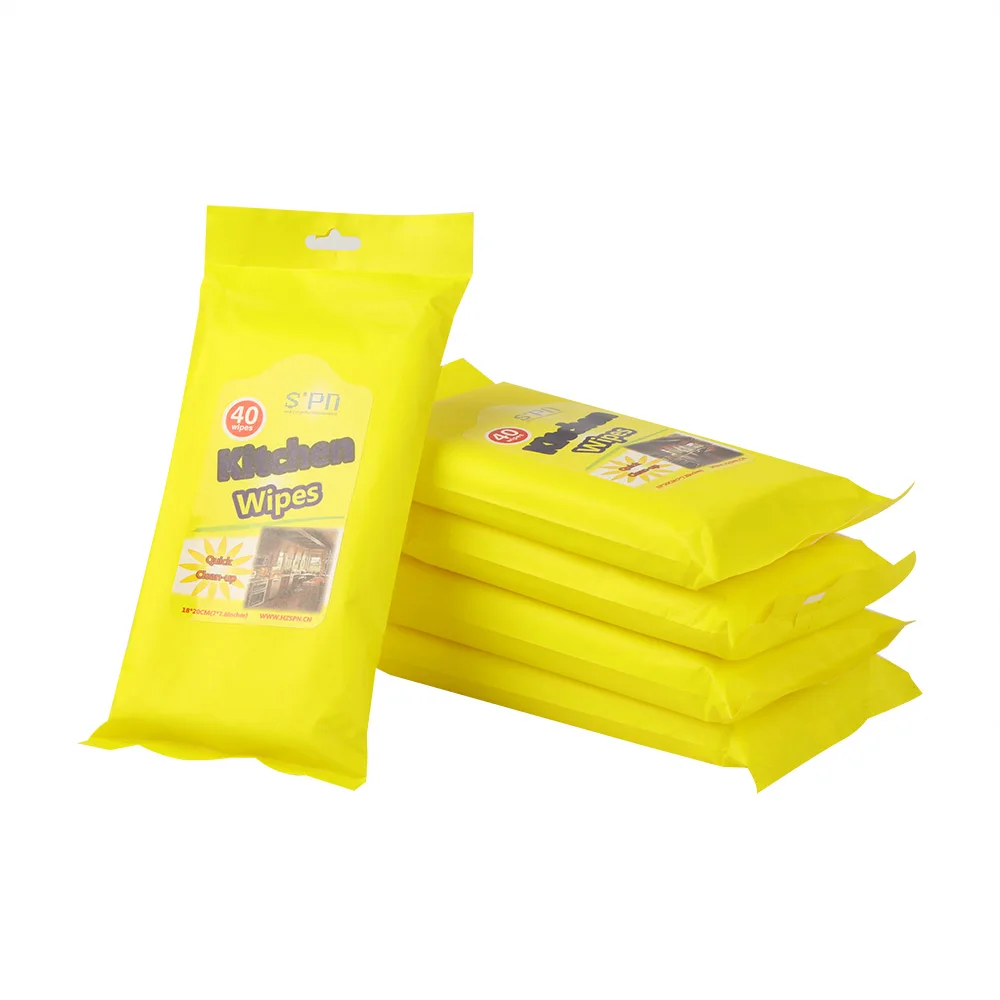 High Quality 40pcs Per Pack Disposable Kitchen Wipes Oil Remover Kitchen Cleaning Wet Wipes