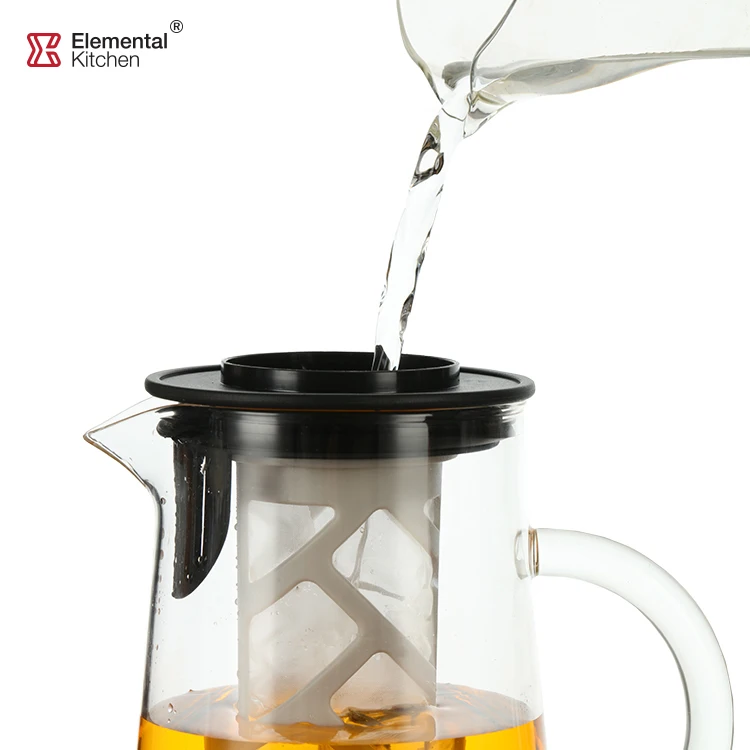 1500ml transparent glass cold water pitcher set ingusion jug with infuser filter