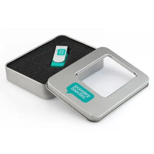 Custom usb stick packaging mini window tin box