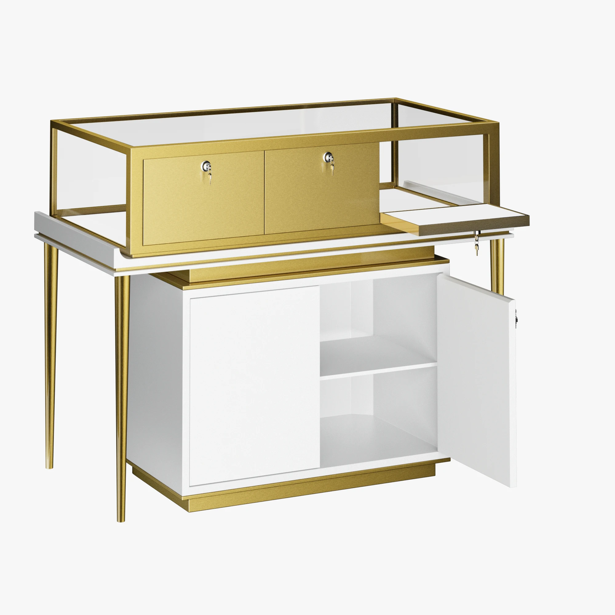 Wholesale factory counter window jewelry display checkout counters jewelry store long jewelry display counter