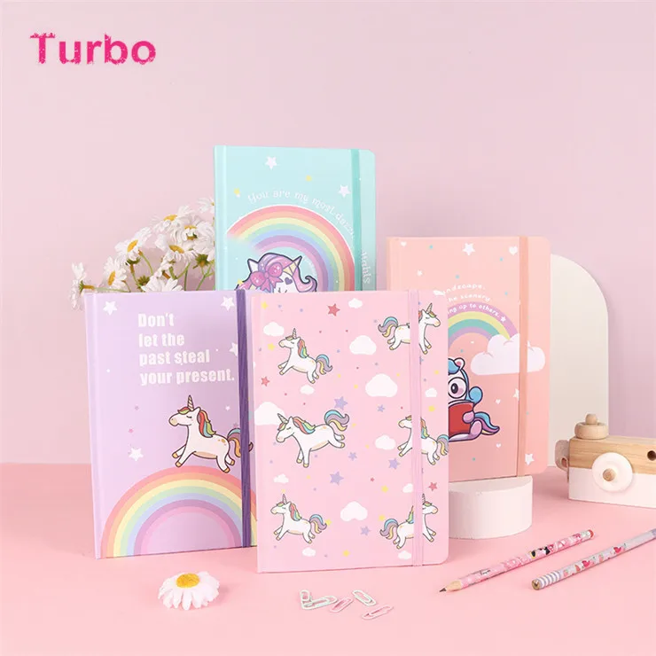2022 Роскошные экологически чистые канцелярские принадлежности Набор для школы офиса Многофункциональный kawaii Единорог дизайн цветная бумага в твердой обложке блокнот