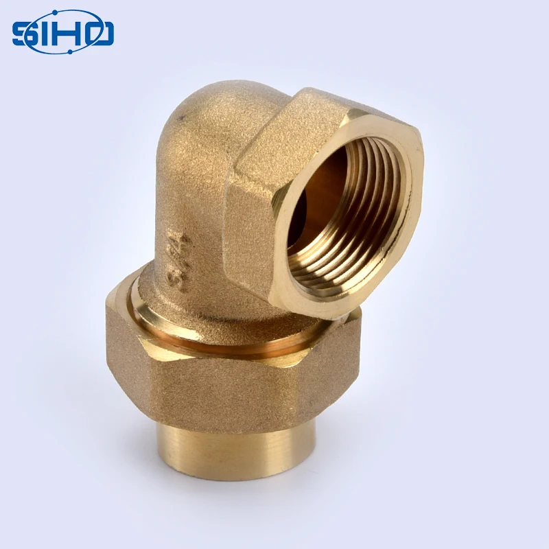 
Compression Fittings Elbow Brass for Copper Pipe 90 Degree Male Base Oil Water Gas Yellow Brass Color Square Equal ISO 9001 SIHO 
