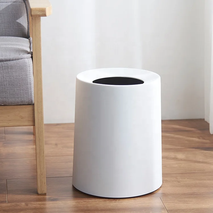8L Indoor Trash Can Plastic Office Paper Square Trash Bin Mould Rubbish Bin Garbage Minimalist double recycle round Bin Garbage