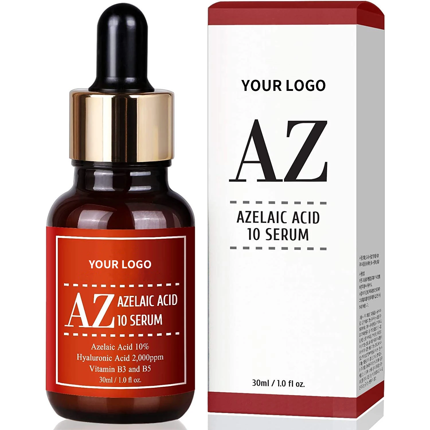 Private Label Skin Care Azelaic Acid 10% Facial Serum with Niacinamide
