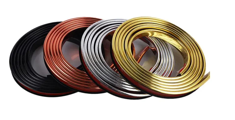 PVC Flexible Wall Gold Strip Tile Edge Banding Strip Decoration Trim Adhesive for Ceiling Door Mirror