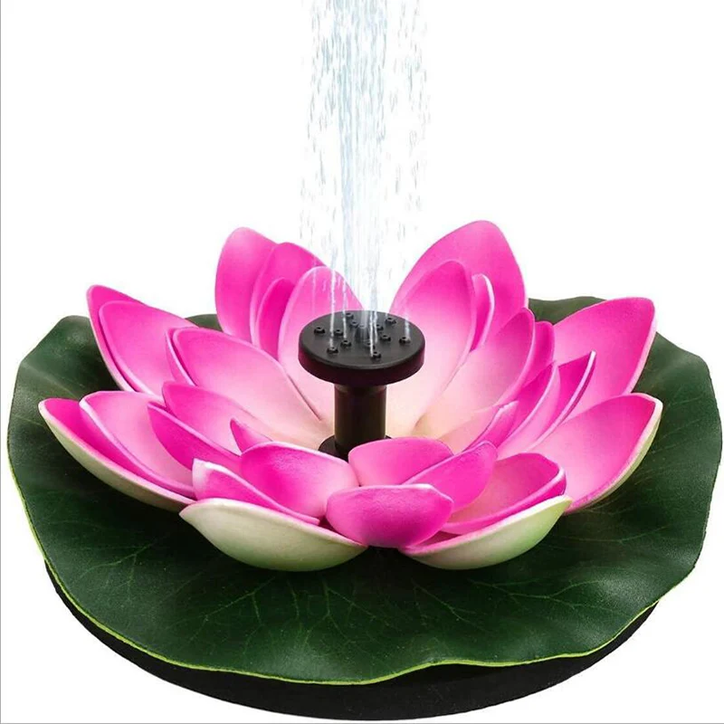 Solar Bird Bath Fountain Floating Pump Red Blue Lotus Flower Decorative Waterproof Outdoor Pumps for Pond Pool Garden Lawn Yard