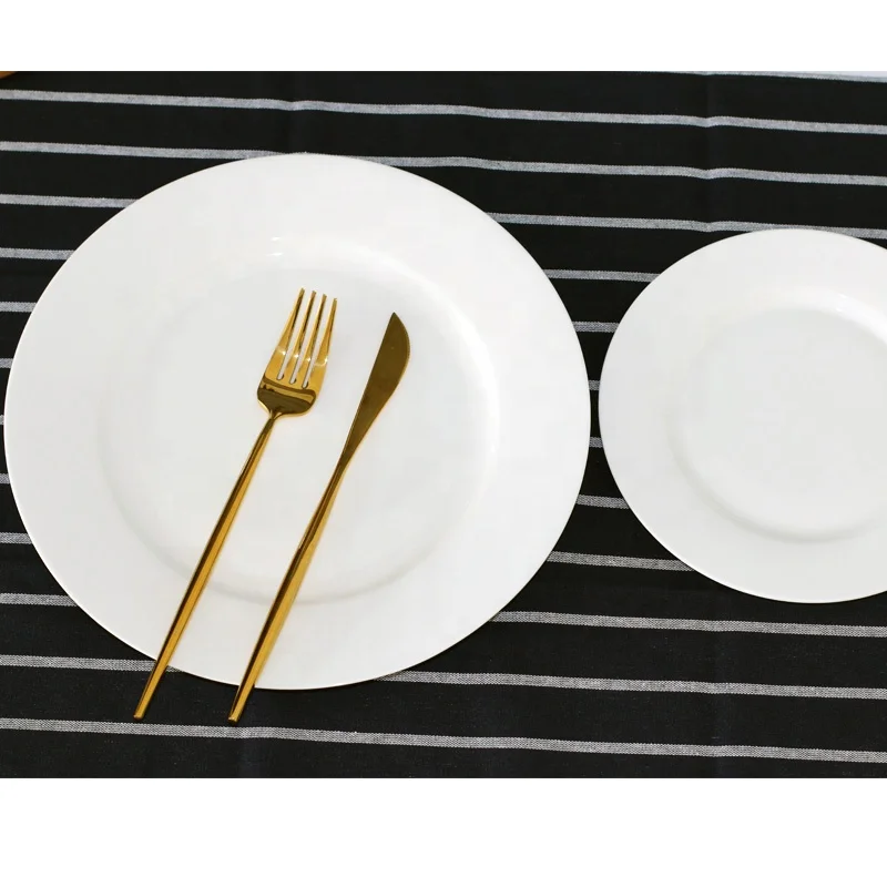 10.5 white round ceramic dinner plates chaffing dishes buffet catering strengthened bone china simple white ceramic plate