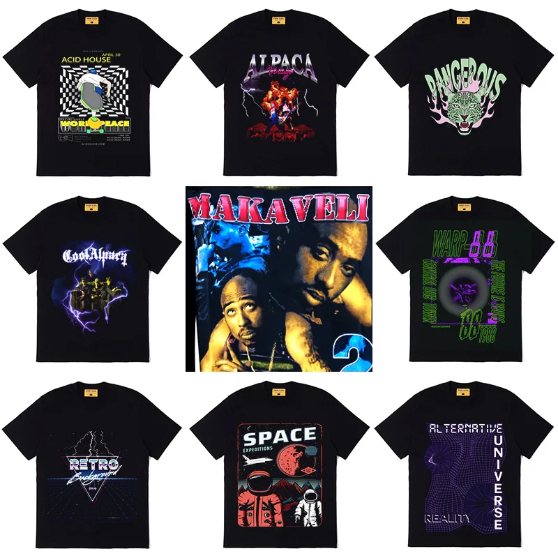 Men streetwear High Quality Custom Design 100% Cotton Hip Hop printing heavyweight Oversized vintage graphic Acid Wash T shirt
