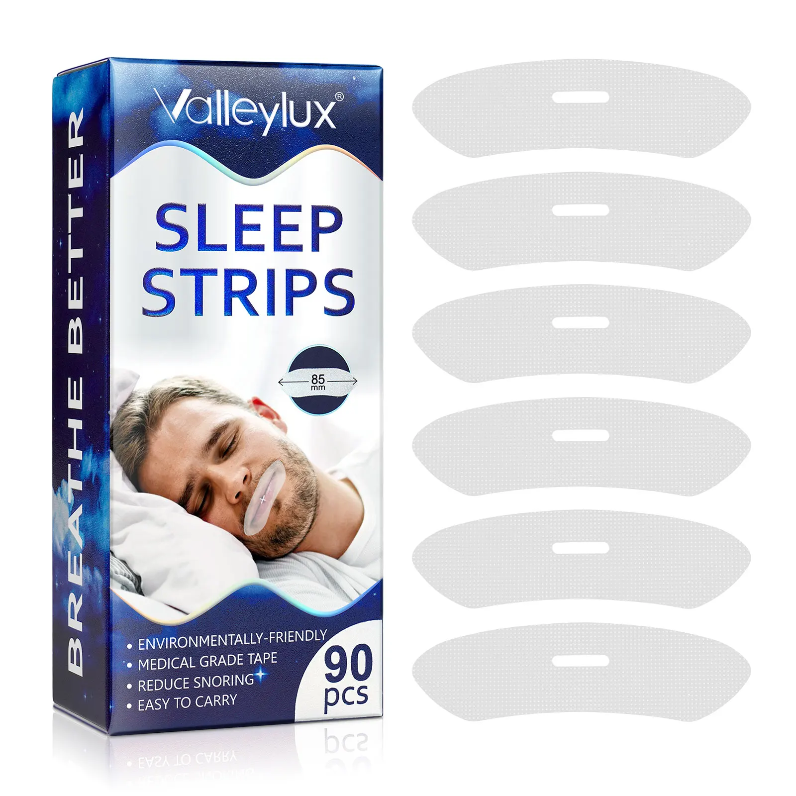 ValleyLux  Medical Material 90 Pcs Sleep Strips Mouth Tape Improves Sleep Relieves Snoring