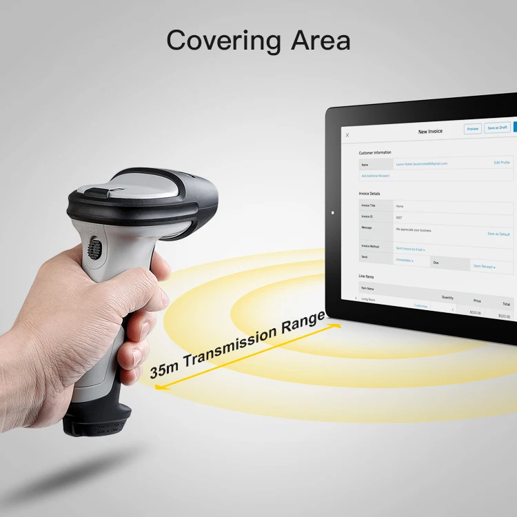 Inateck Cheap Android Barcode Scanner Bluetooth Bar Code Reader USB Barcode Android Scaner for POS Logistic