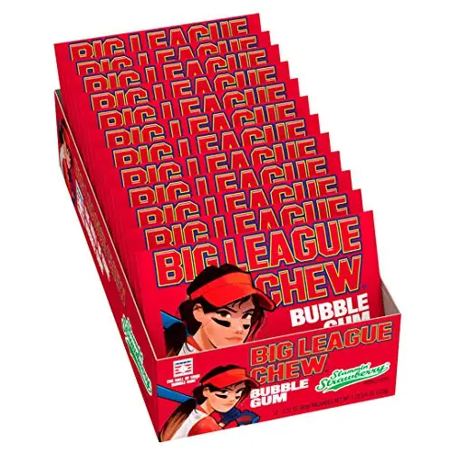 Big League Chew Strawberry Tray + (12 Packs)