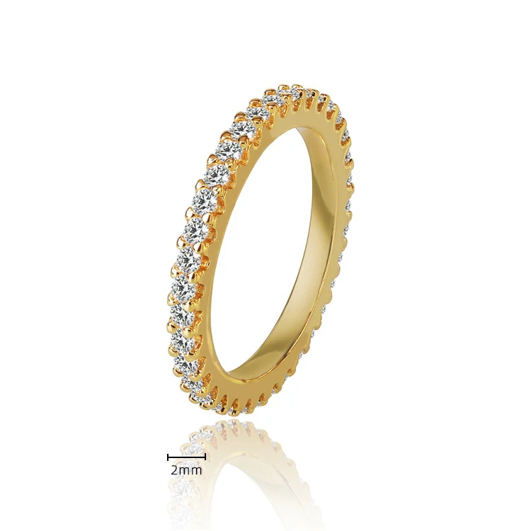 Eico Stackable Vintage Rings Gold Plated Cubic Thin Zircon Wedding Ring Filled Jewelry For