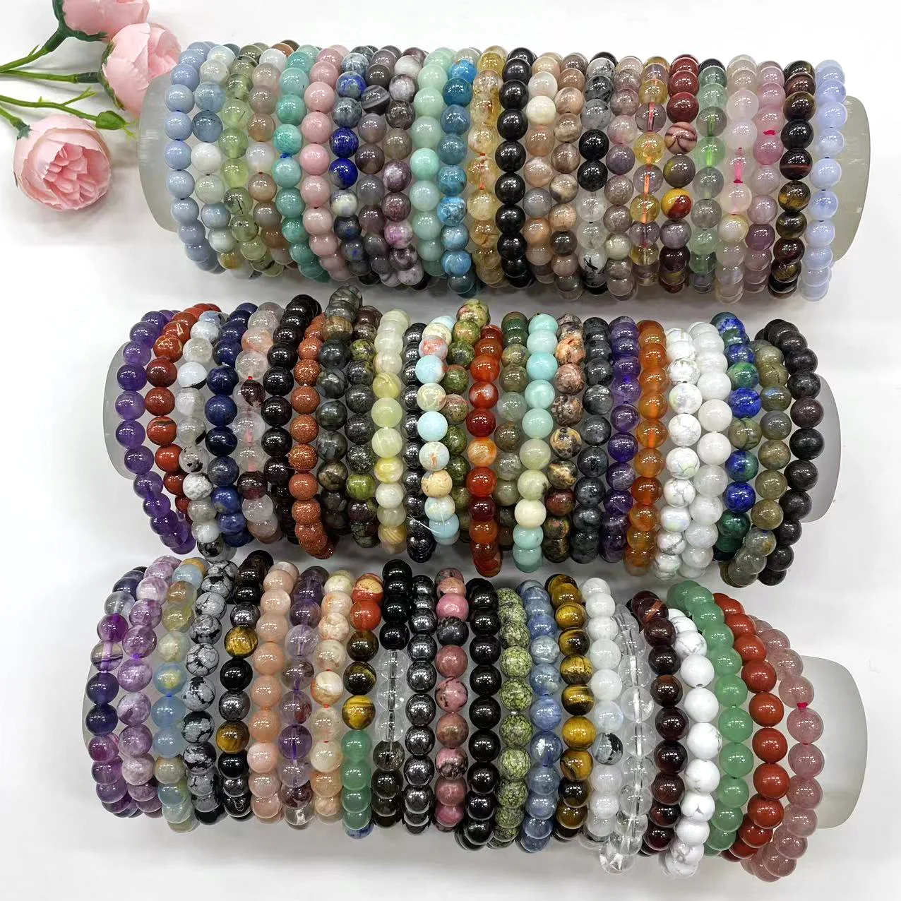 8mm Fashion Amethyst Jewelry Natural Stone Beads Bracelets Healing Crystals Elastic Popular Bracelet
