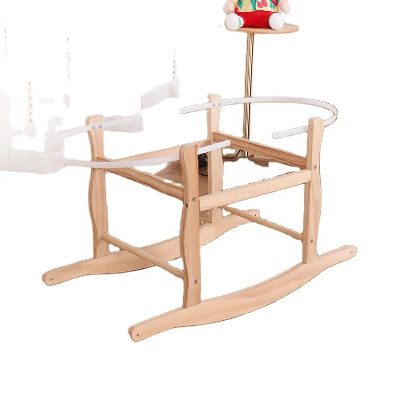 
Newborn Baby Bassinet Moses Basket Pine Wood Rocking Stand 