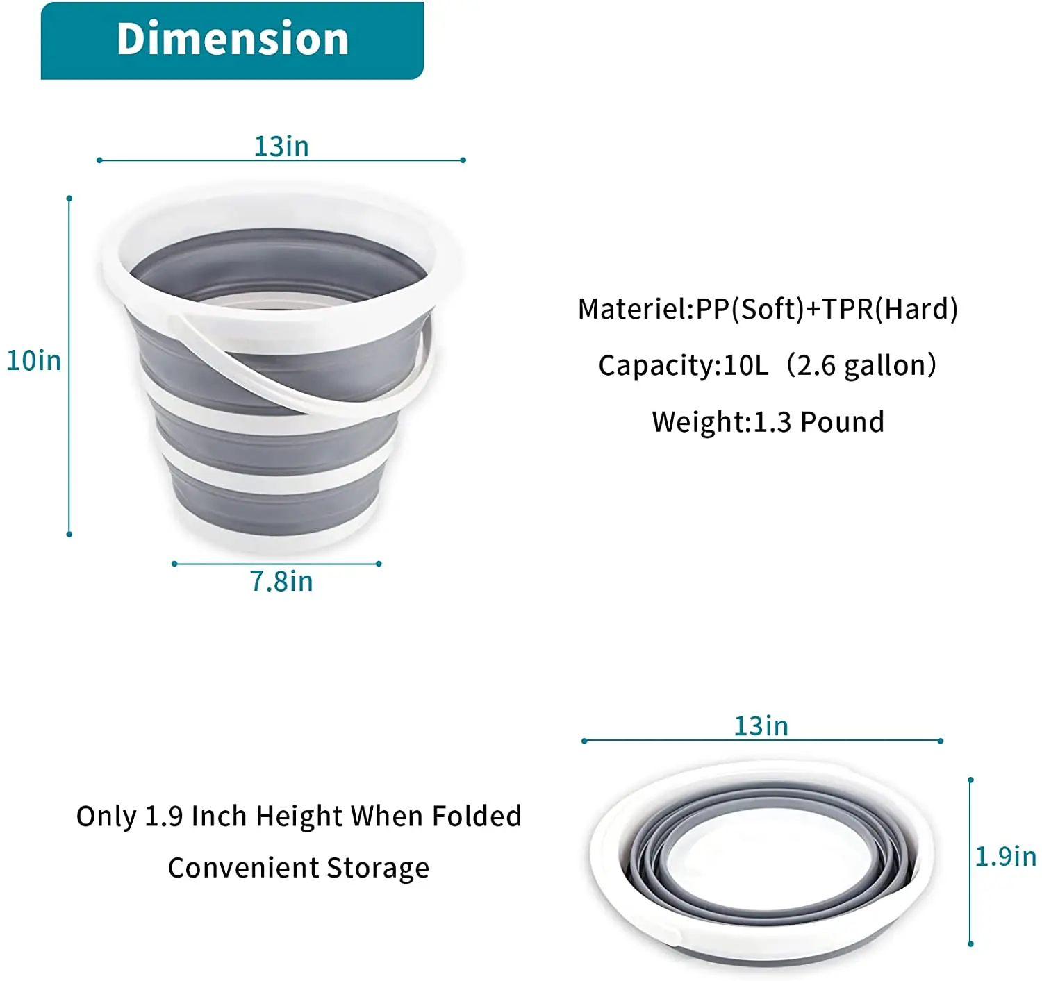 Outdoor camping Travel 10L/5L/3L silicone Collapsable Portable Fold Car Bucket Thick Folding Silicone Cover Wash Fishing Bucket