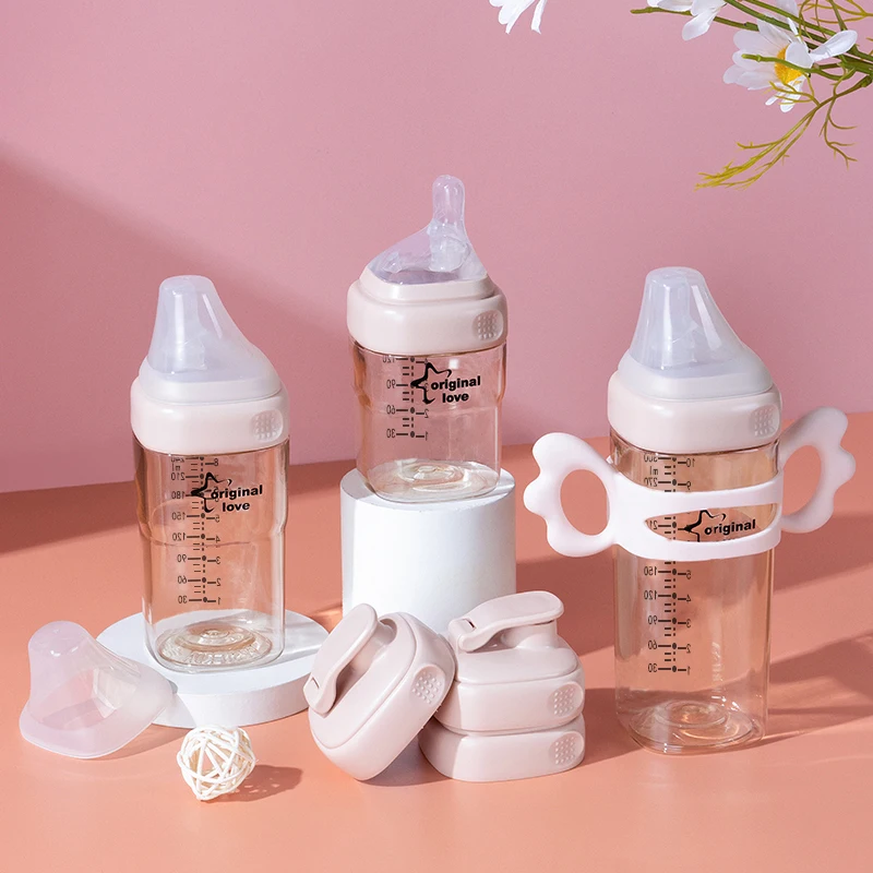 Manufacturer New Born Biberon Square Design Wide Mouth Sippy Cup Feeding Pour BPA Free PPSU Versatile Baby Bottle