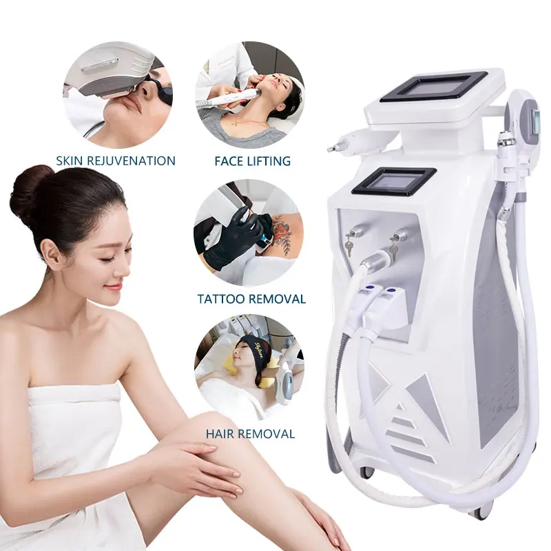 Лучшая цена 4 в 1 OPT IPL RF лифтинг лица Омоложение кожи многофункциональная эпиляционная машина для удаления волос