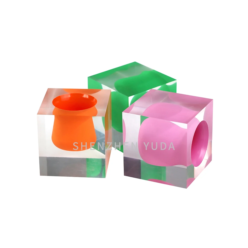 4.25 inch multiple color Bel Air MINI SCOOP VASE luxury vintage solid acrylic cube block  flower vase for vases decor