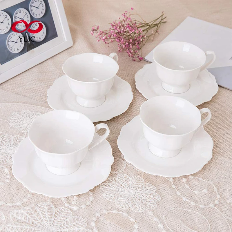 Wholesale Promotional Gift Item Ceramic Bulk Custom Decal Printing Floral Fine Bone China Coffee Cup And Saucer Tea Set