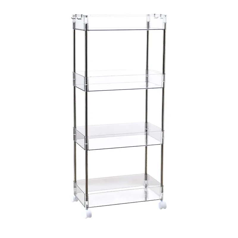 Mobile toilet rack trolley home bathroom toilet floor storage rack transparent storage rack