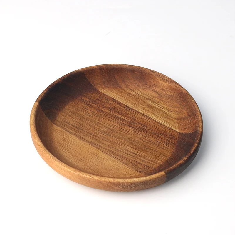 High Quality Acacia Wooden Round Serving Trays,Home Food Plate