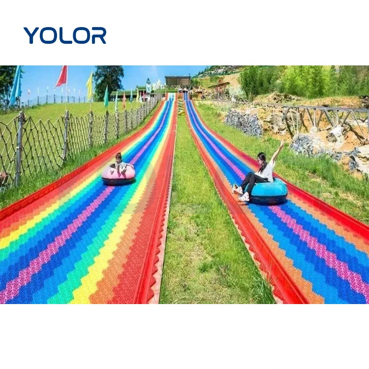 Popular Dry Skiing Slope Grass Skiing Grass Sliding Rainbow Slide Plastic Children Outdoor Playground