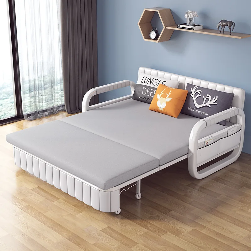 Folding Multifunction Hotel Furniture Pull Out Foldable Sofa Beds Wholesale Cheap Price Modern Carton Package Microfiber Fabric