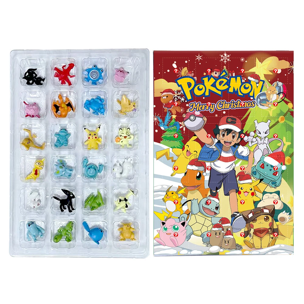 In Stock 24pcs Set Anime Figure Christmas Advent Calendar Gift Kawaii Pikachu Anime Figural Action Pvc Model Kid To