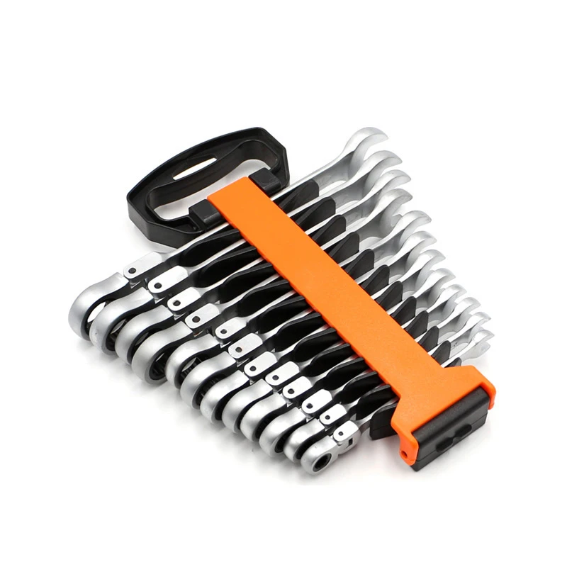 12 pcs ratchet wrench combination torque adjustable wrench with plastic frame tool set CRV 72 gear hand tool set wrench