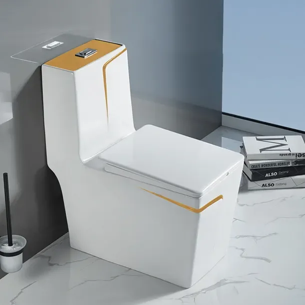 Modern Style Bathroom One Piece square Sanitary Ware Glazed Colored Toilet Washdown Toilet Bowl Ceramic Toilets
