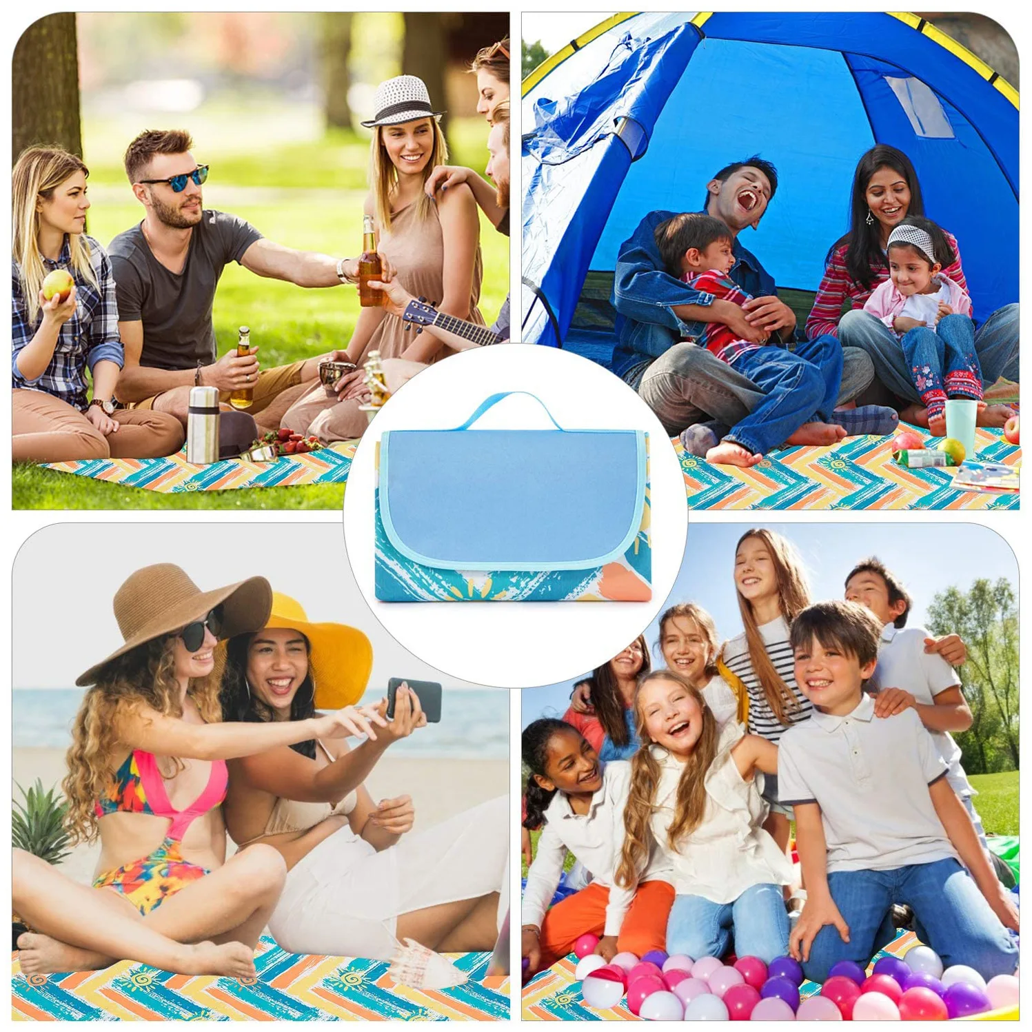 Fashion Styles Custom Portable Foldable Picnic Beach Mat Picnic Blanket Camping Moisture proof Mat For Outdoor Trekking
