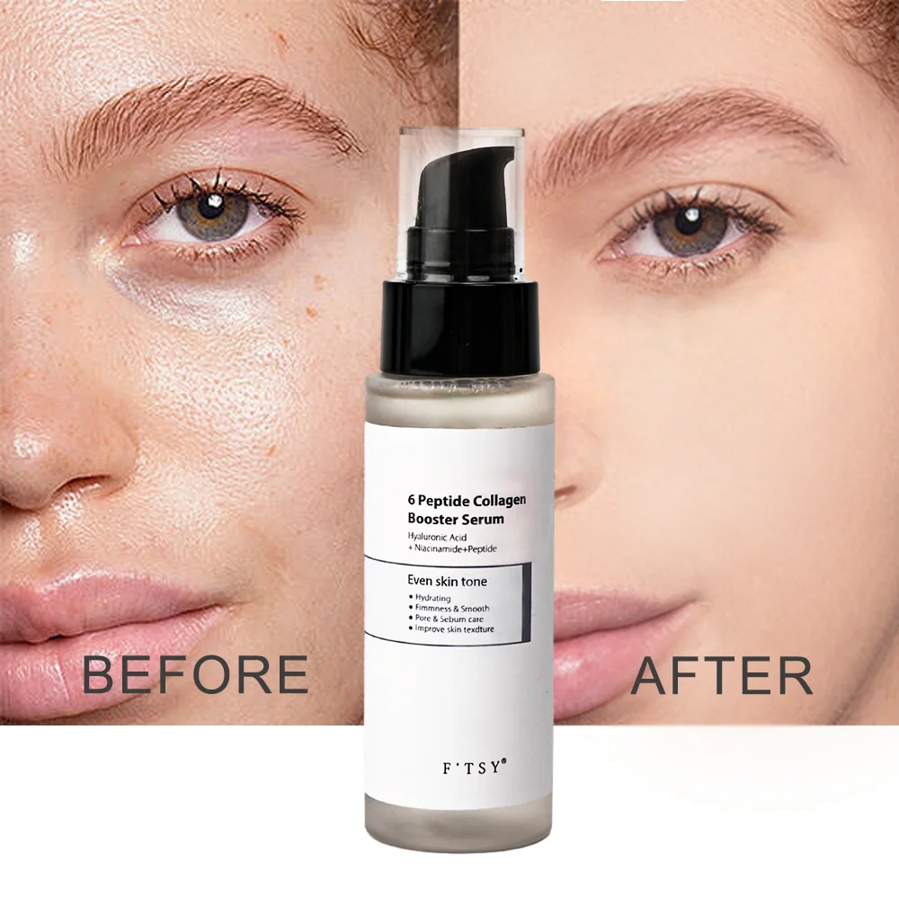 Luxury 6 Peptide Protein Serum Anti-Wrinkle Brightening Pore Shrinking Lightening Acne Dark Circles ODM OEM