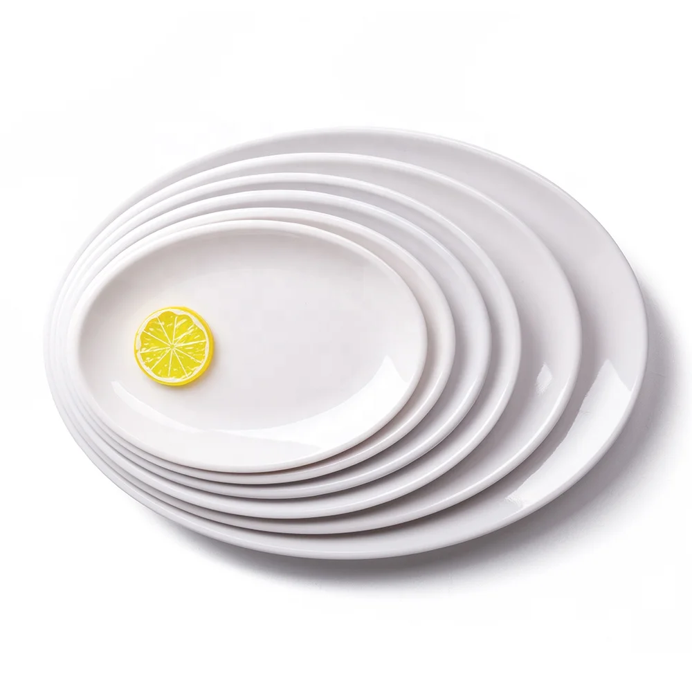 White Melamine Oval Shaped Fish Platters Large Dinner Plates Serving Dishes for  Party, Meat, Appetizers, Dessert