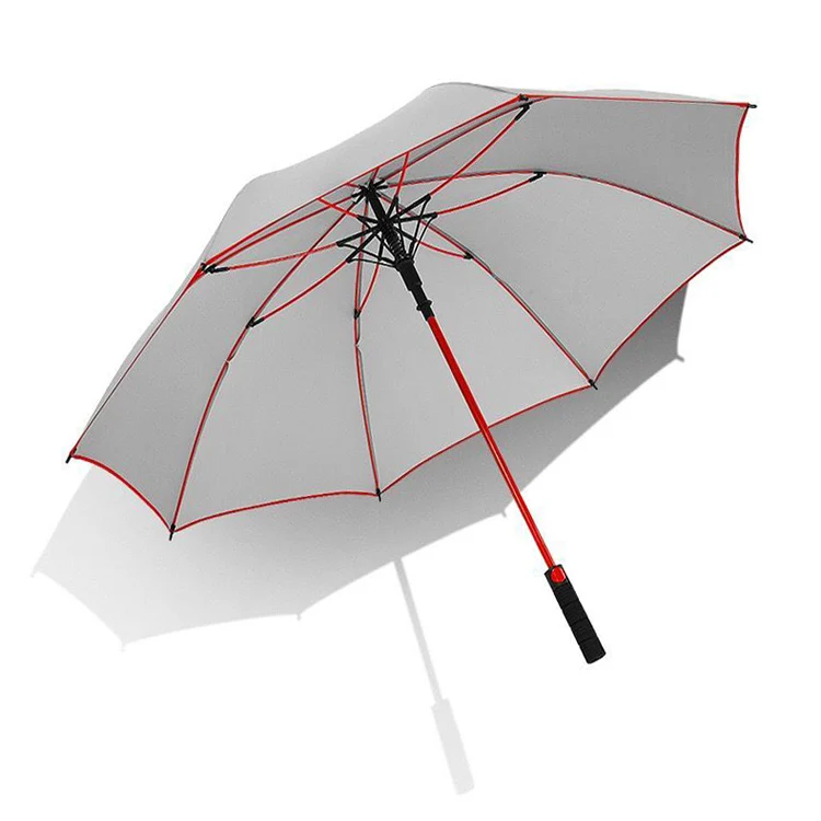 Semi-Automatic Advertisement Rain Umbrella Double Canopy Air Vented Red Frame Golf Umbrella With Logo Custom