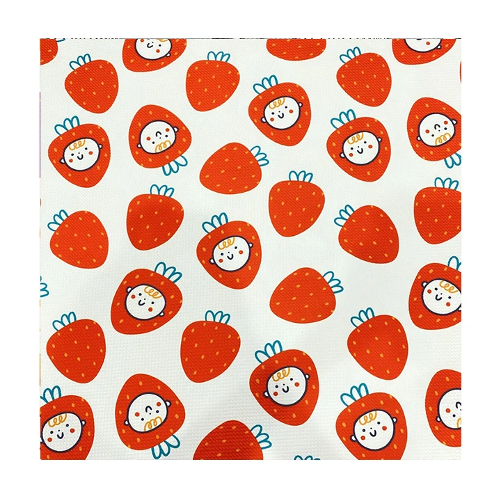 New Product Hot Sale Wholesale Custom Cartoon strawberry Digital  Printing Polyester Bullet Liverpoof  Fabric for Bows