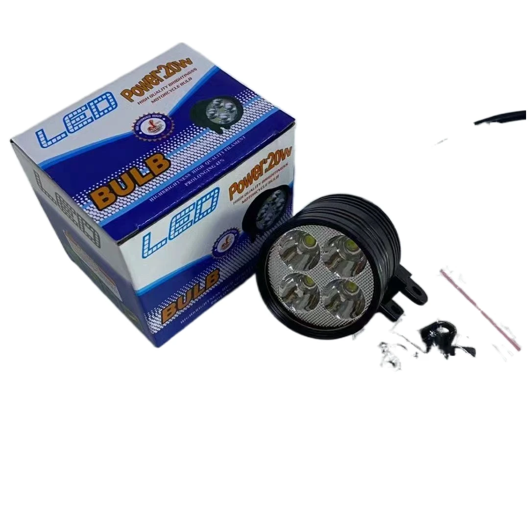 MOAOTO Accessories LED Motorcycle Driving Headlight Waterproof 4 Bulb Motorcycle Fog Light 20W 12-85V