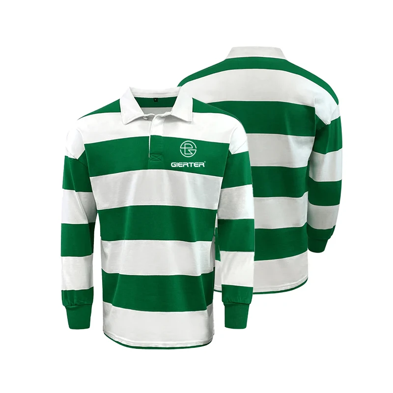 Custom Logo Cheap University Rugby Team Wear Heavy Weight Plus Size Clothing Long Sleeve Polo Rugby Shirt Football Jersey