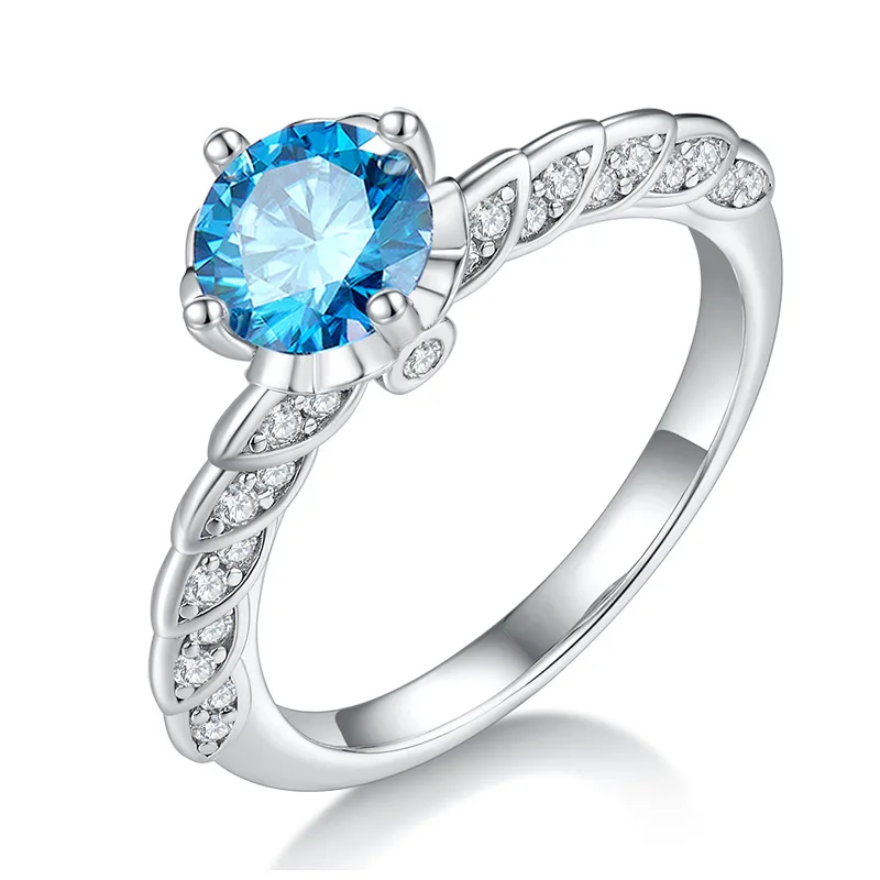Moissanite Jewelry 14K White Gold Plated 1Ct Real S925 Sterling Silver Ring Market Diamond Engagement Wedding Rings For Women