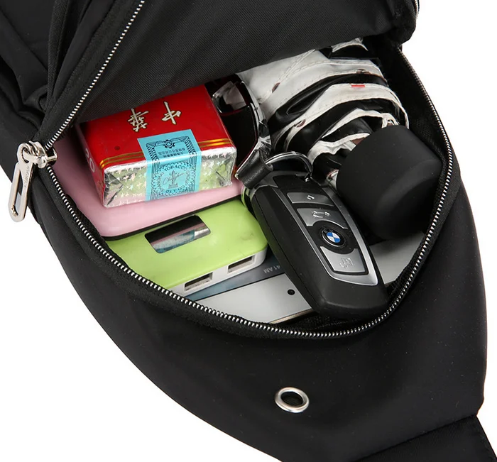 
custom cheap backpack simple hippy charge student chest harness bag in black kids sling bag 