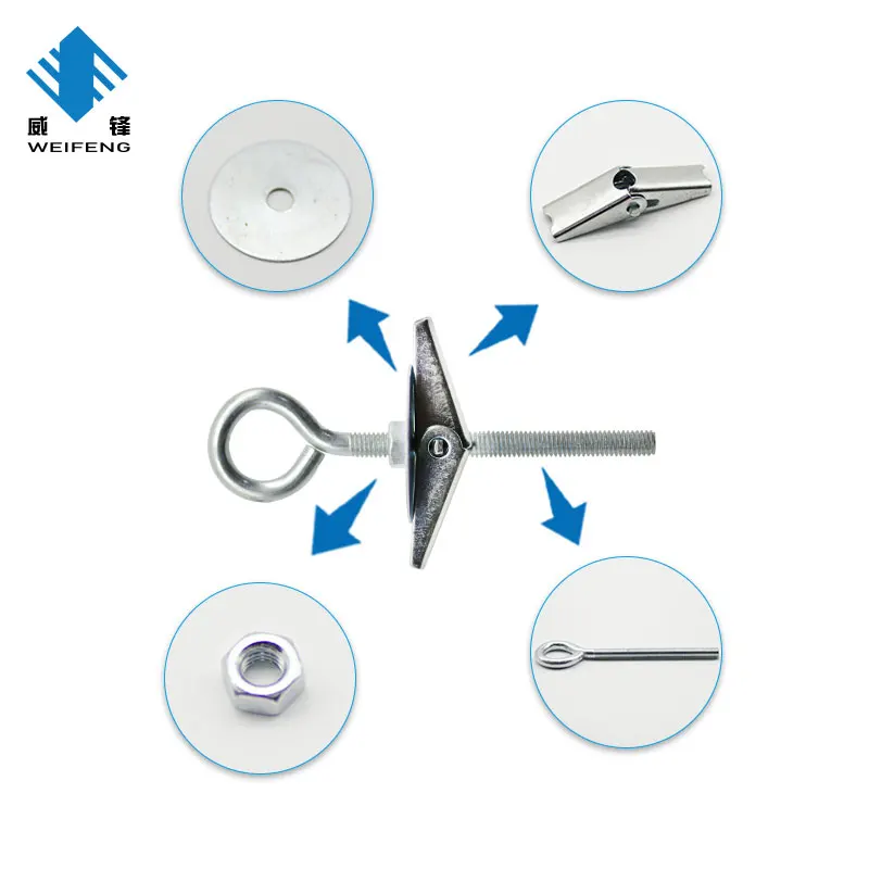 Zinc Plated Butterfly Spring Toggle Fixings with Screws Hollow Cavity Wall Anchors