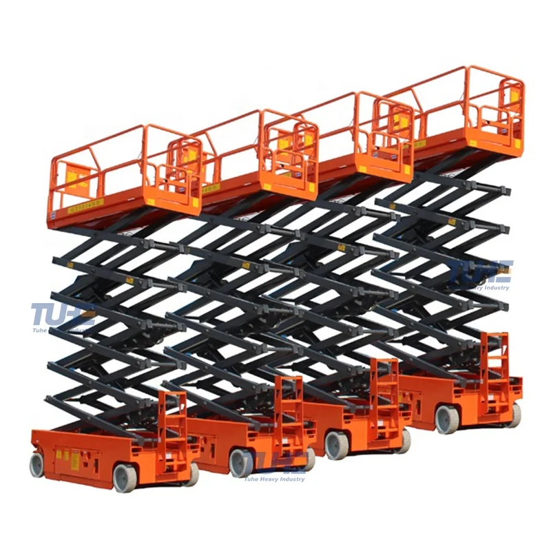 Stock 6m-14M CE approved Self-Propelled Whole Electric Aerial Scissor Lift Compact Hydraulic Electric Scissor Lifting Platform