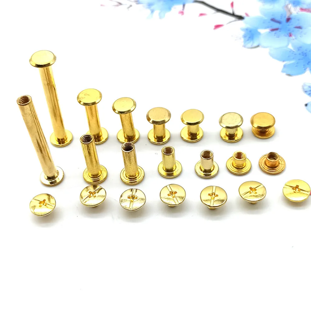 Nickel Plated Account Books Screw , Snap Rivet Chicago Screw, Brass Male and female book binding screws