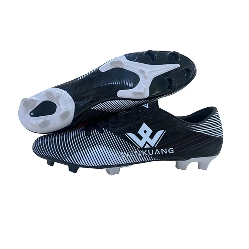 Wecoo Newest wholesale black pu upper soccer football shoes low cut TPU sole soccer boot high quality made in China