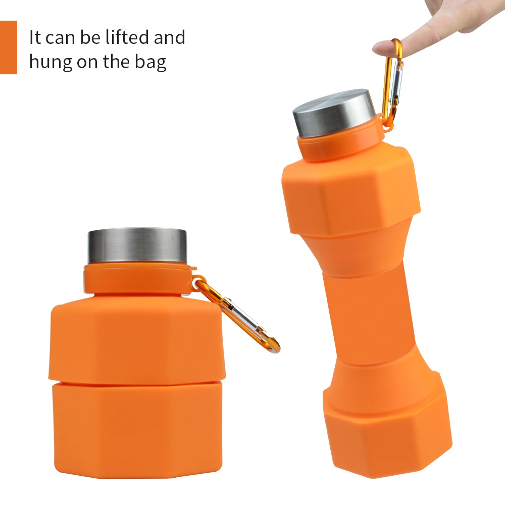 Portable 650ml Outdoor Running Fitness Sports Creative Silicone Folding Drinking Water Bottle