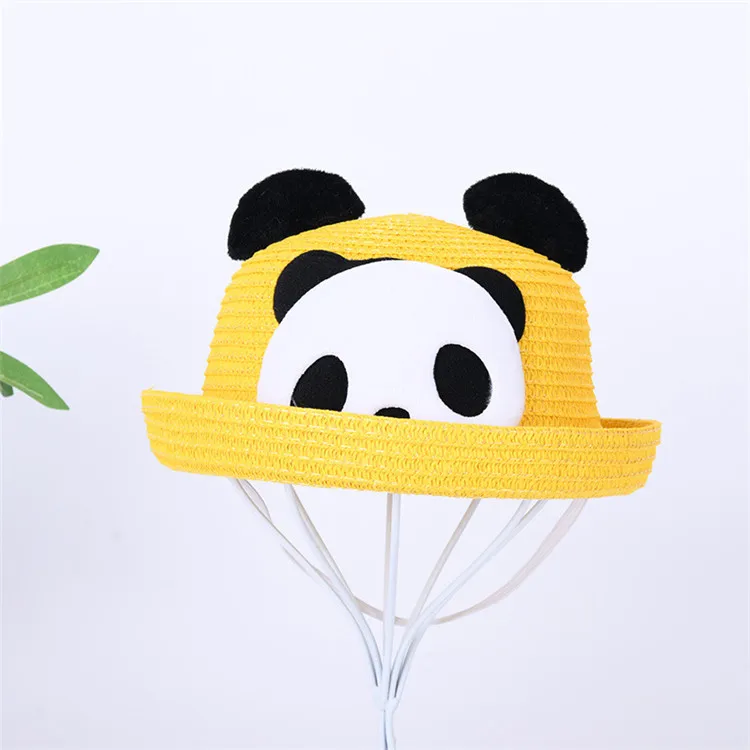HEFT BOOOGE Cartoon Panda Bunny Ears Design Outdoor Summer Sun Hat Travel Kids Straw Hats