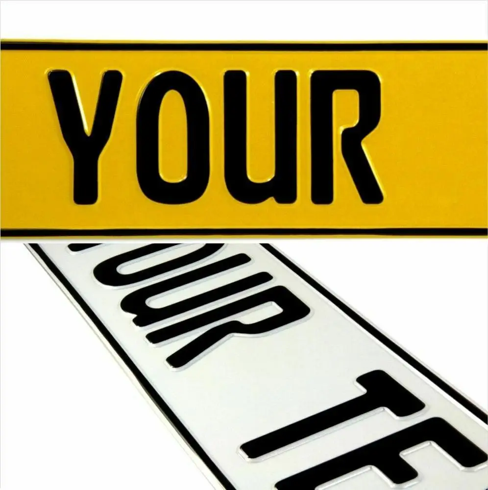 Британские легальные 2 тисненые прессованные автомобильные металлические номерные таблички