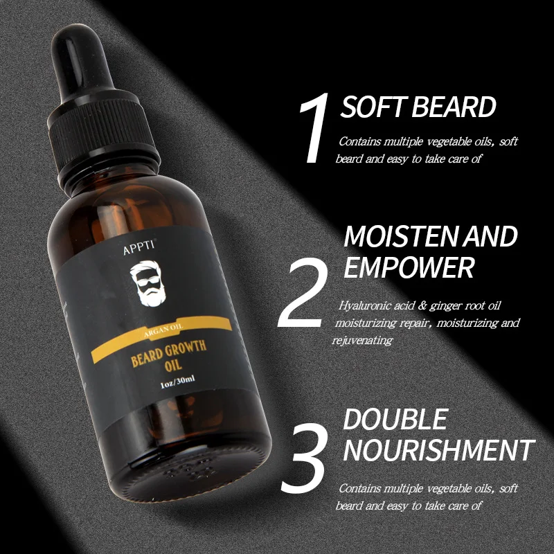 Hot Sell Simple Design Natural Herbal Extracts 30ml Beard Growth Oil For Men Beard Care Daily Use